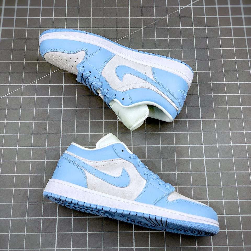 乔1 low 大学蓝情侣百搭鞋白蓝低帮运动篮球鞋dc0774-050 aj1大学蓝