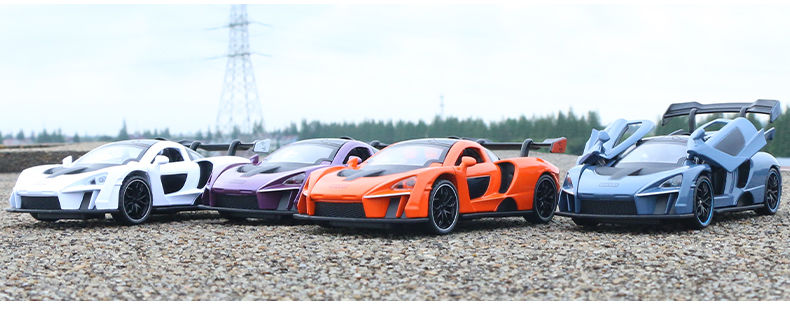 迈凯伦塞纳132合金车模声光回力男孩玩具车仿真汽车模型金属摆件迈