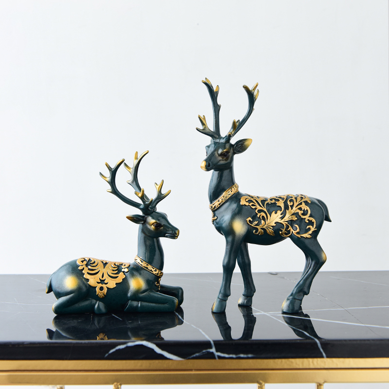 【成本价孤品清仓】创意孔雀鹿象牙摆件酒柜电视柜玄关家居装饰品