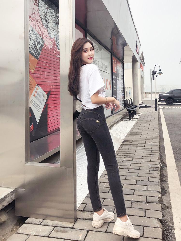 蜜桃臀牛仔裤紧身性感无拉链牛仔裤女性感低腰美臀翘臀裤蜜桃臀裤小