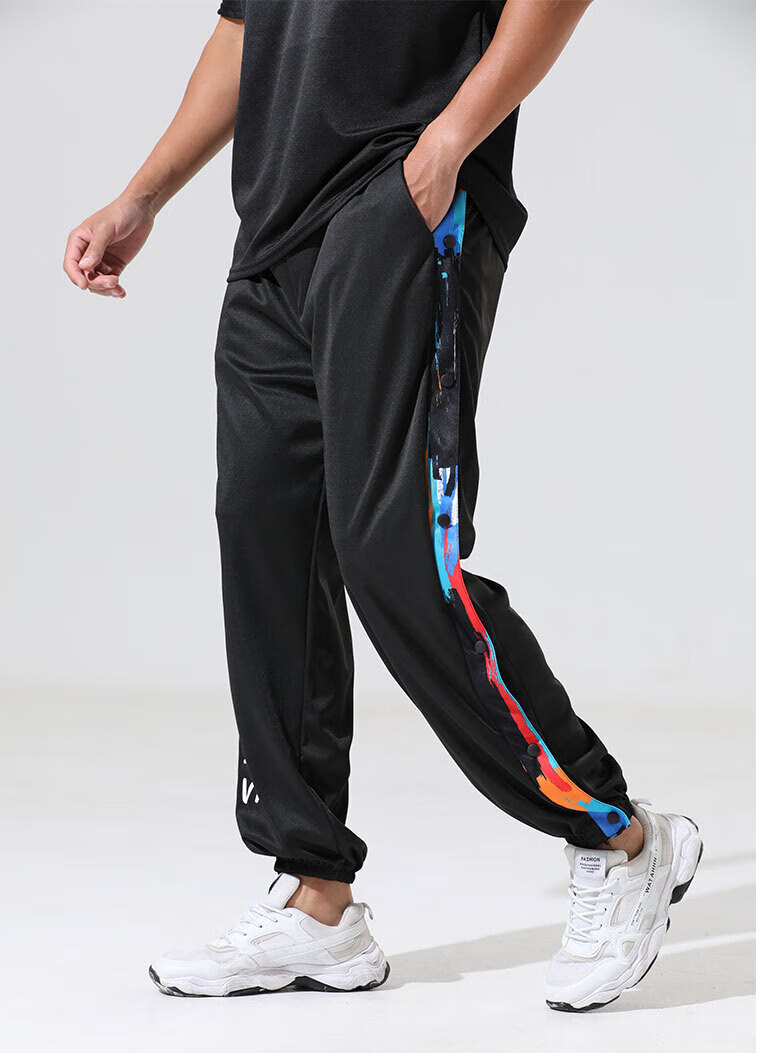 欧文全开秒脱美式篮网热身束脚儿童训练运动长裤秋冬 w100-欧文排扣裤