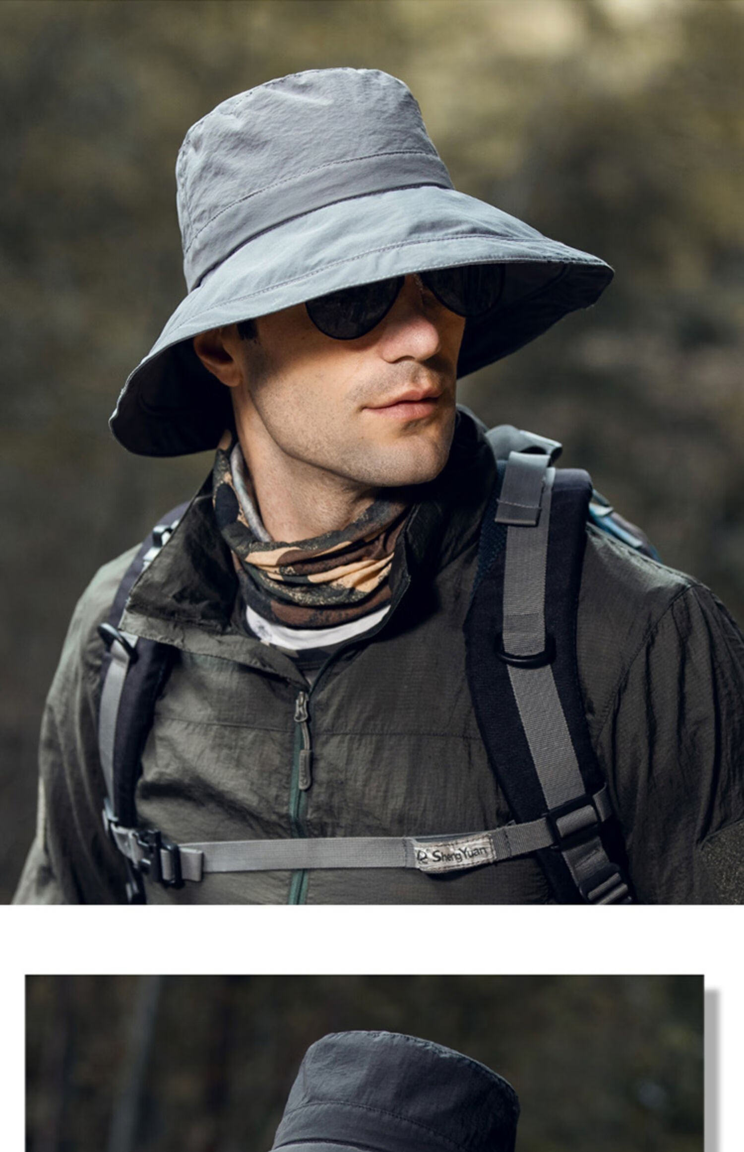 男士防晒帽夏季防紫外线遮全脸面罩渔夫帽大沿遮阳帽户外探险钓鱼帽子