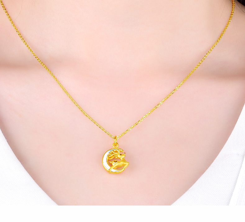 10056130012307商品名称:季之恋语 黄金吊坠小鹿一路有你鹿项链女足金