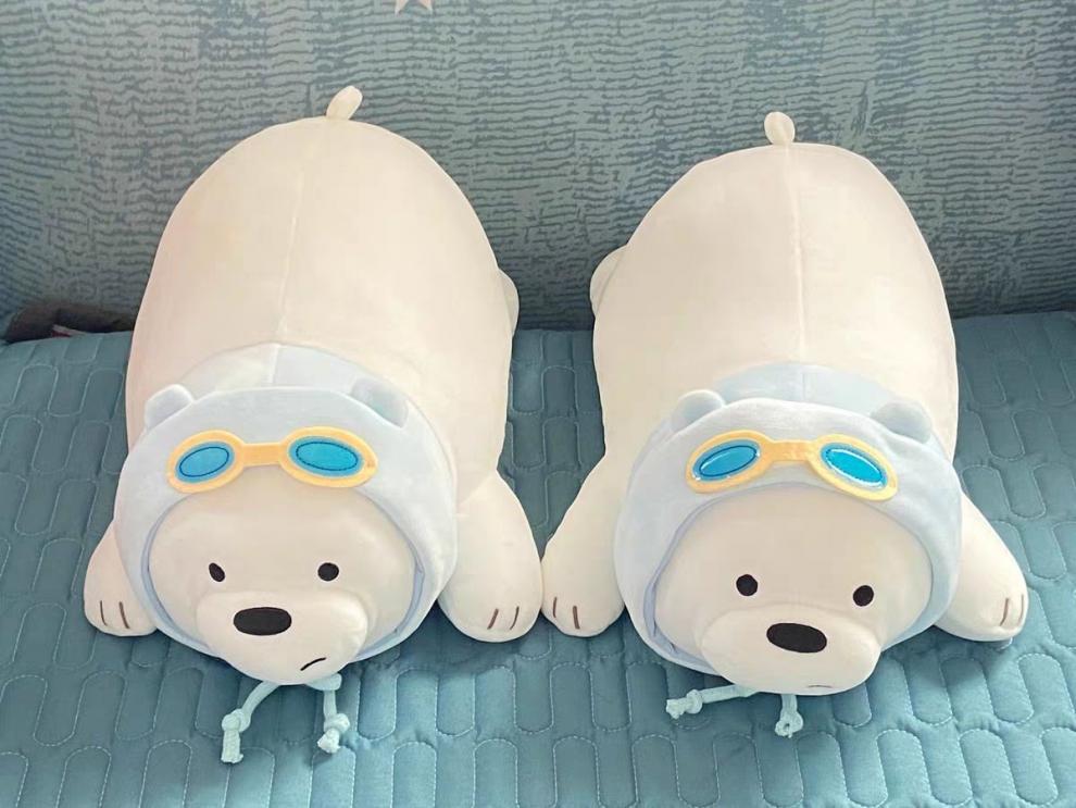 迷铭乐 miniso名创优品 咱们裸熊系列趣味趴姿公仔白熊可爱毛绒抱枕sn