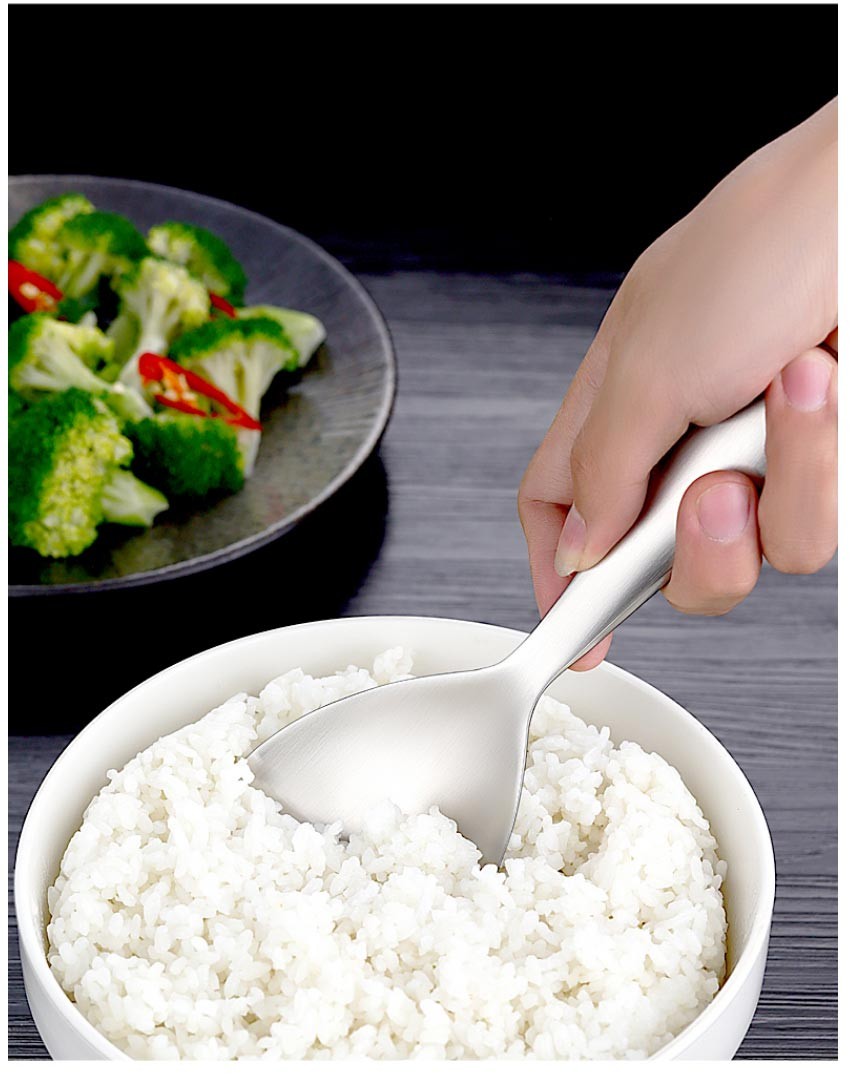 家用饭铲长柄分餐勺调羹饭匙厨房小工具家居家用 不锈钢盛饭勺【图片