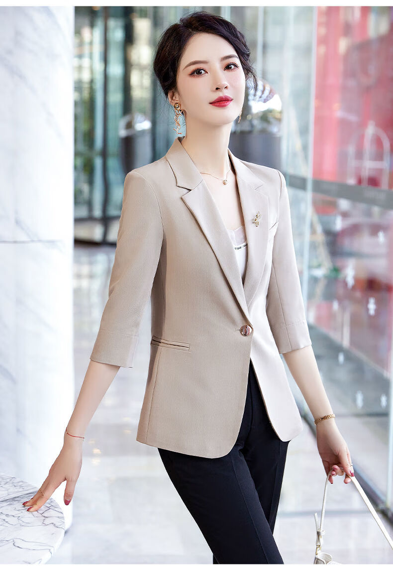 播音主持艺考服装女休闲小西装外套女气质百搭潮流小个子感西服薄款中