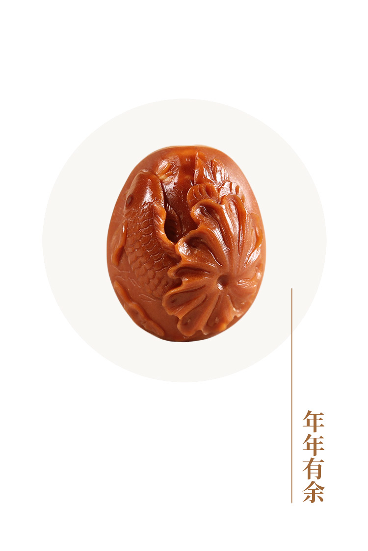 盘道舟山橄榄核雕荷叶鱼橄榄核手串雕刻纯手工男女士梅林铁核小籽手链