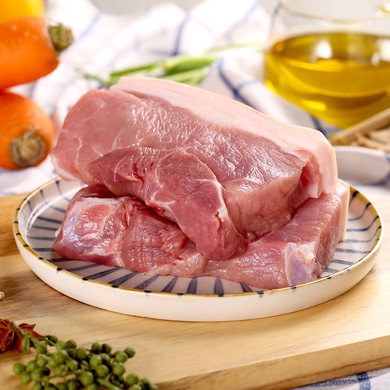 猪肉正宗农家土猪肉无骨后腿肉新鲜生猪肉纯肉瘦肉2斤带皮带少许骨前