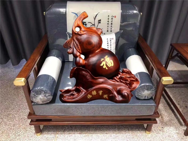 宏火阁礼品 东阳木雕摆件 铁花梨木雕刻葫芦摆件工艺品客厅书房办公室