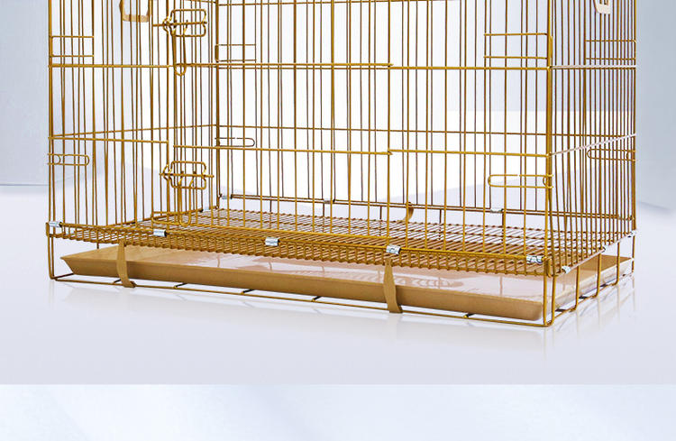 狗笼加粗不锈铁丝带天窗泰迪狗笼子猫笼兔笼宠物窝中小型犬土豪金纳米