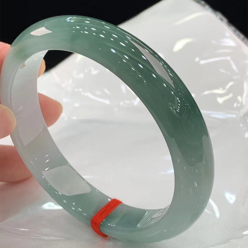 【京挑好礼】 缅甸翡翠冰种油青飘花玉正圈手镯玉石老坑女士贵妃绿晴