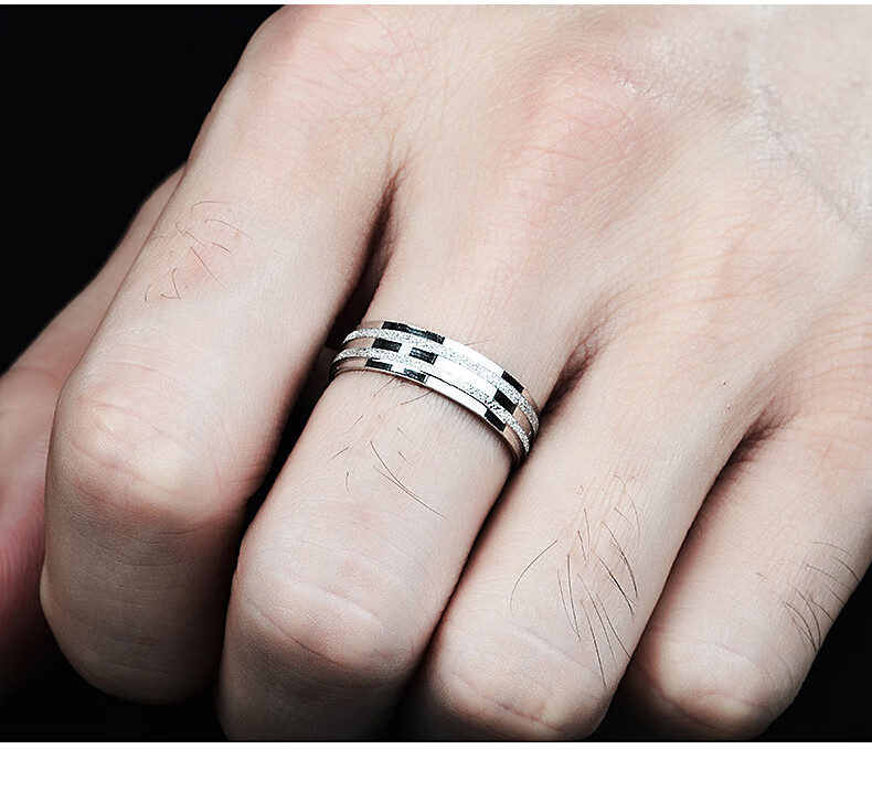 【免费刻字】铂金戒指男 pt950白金男戒指宽面简约白金戒指男单戒 可