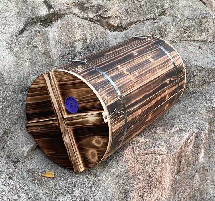 中蜂土养蜂箱圆桶蜂箱老式土养箱蜜蜂箱圆桶土蜂箱杉木诱蜂桶全套