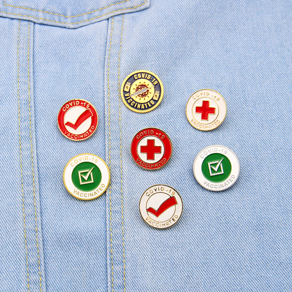 疫苗接种徽章covid-19 vaccinated医疗抗击纪念胸针 xz004122【图片