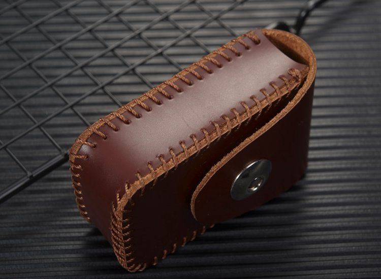 手工制作头层牛皮折叠眼镜盒真皮套便携式折叠眼镜包穿皮带折叠眼镜盒