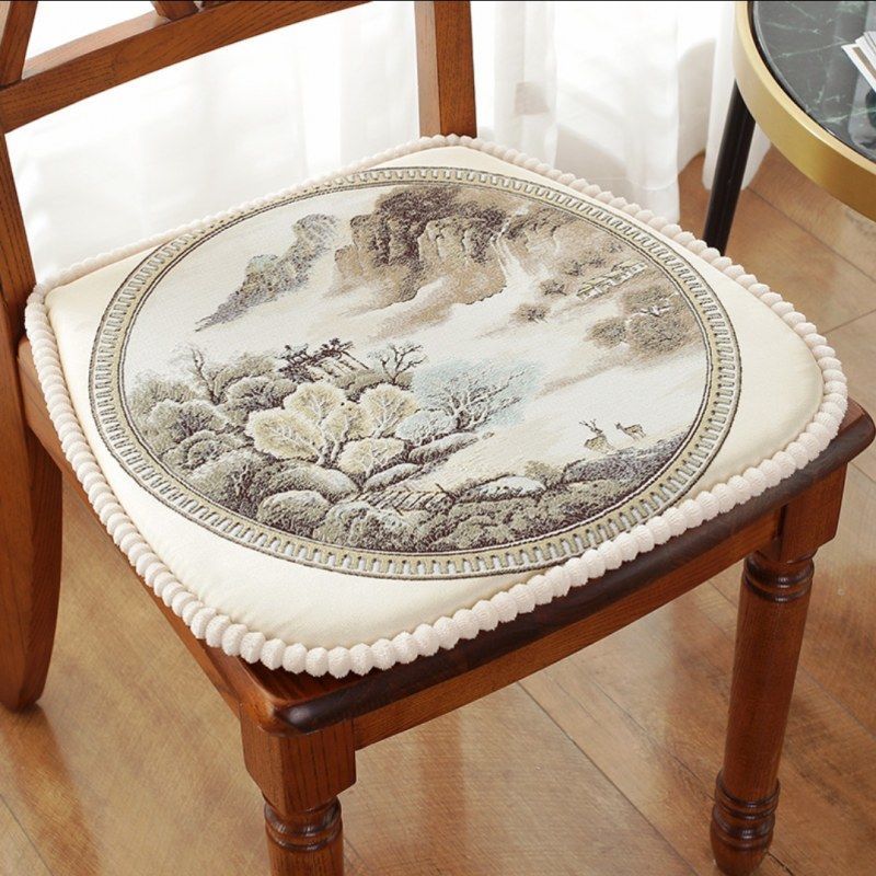 亲肤新中式餐椅垫坐垫高档中国风刺绣餐桌椅子坐垫可拆洗防滑藤椅垫悠