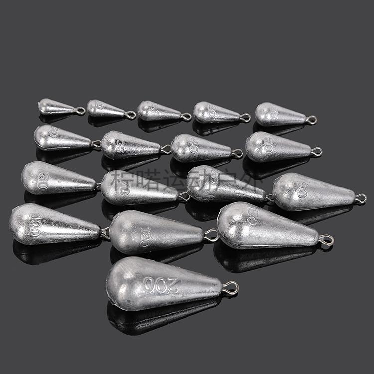 海竿铅坠远投水滴坠坠石串钩坠矶钓坠钓鱼坠海竿配件渔坠200g1件5枚