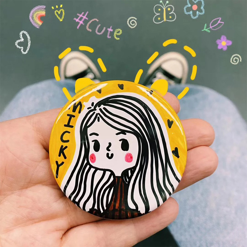 儿童涂鸦空白徽章diy手绘创意画画胸章可写字个性胸针牌手工材料 白色