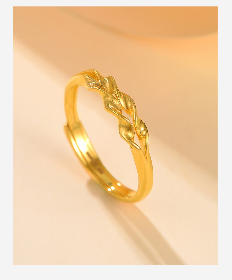 老凤凰同款款足金999戒指女麦穗足金戒指实心素圈5g黄金戒指结婚戒指