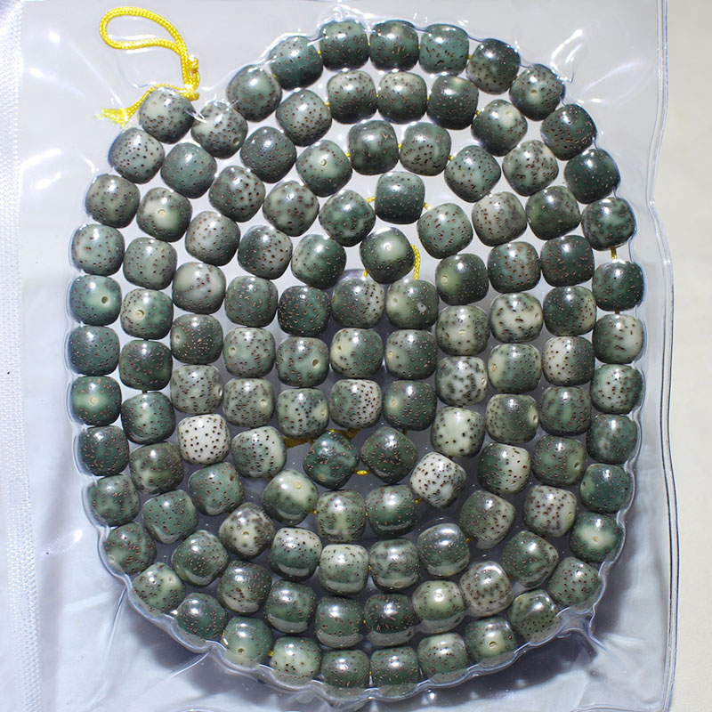 捷凤海南石玉料星月菩提子手串108颗佛珠念珠阴皮绿色项链手链跑量
