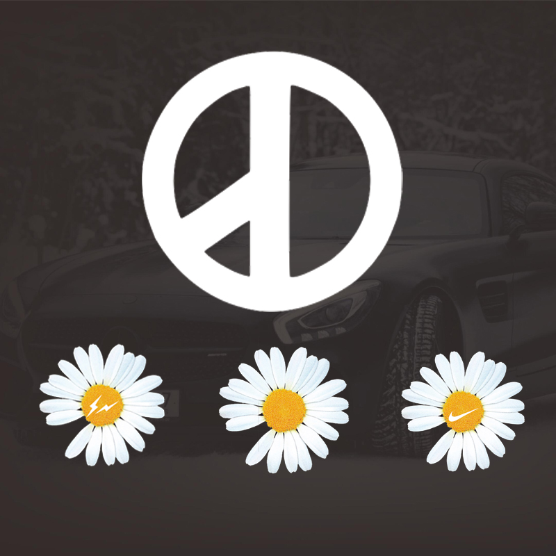 可爱趣味个性菊花装饰贴车身尾划痕遮挡贴peaceminusone白色40cm