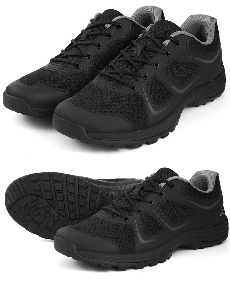 际华19新式体能训练鞋黑色软底轻男女夏季系带运动多威跑步鞋 黑色