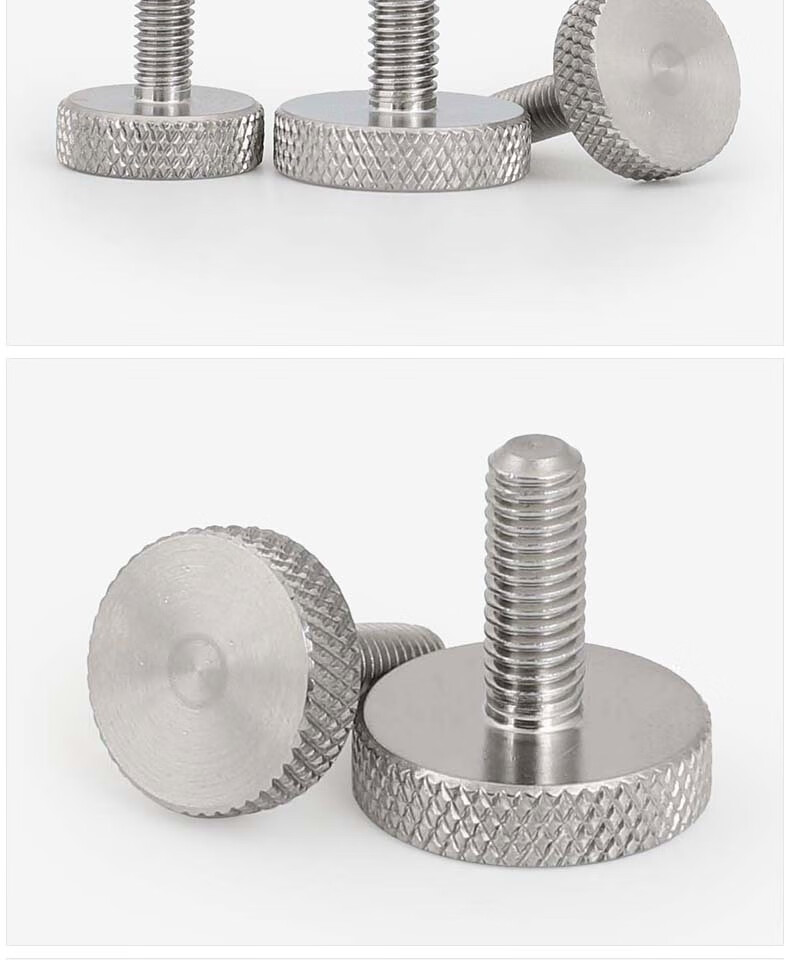 304不锈钢滚花手拧螺丝网纹大圆平头镜面广告钉调节旋钮螺栓gb835 m3*