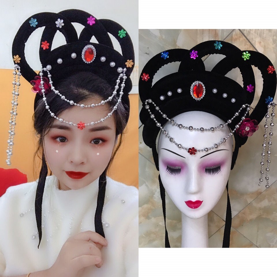 戏剧假发头饰花旦头饰古代小姐古装七仙女头饰黄梅戏头饰嫦娥头饰