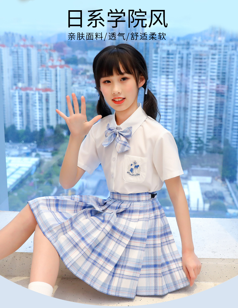 jk制服小学生水手服套装夏季学院风短袖夏装gk裙校服 3690短袖衬衫