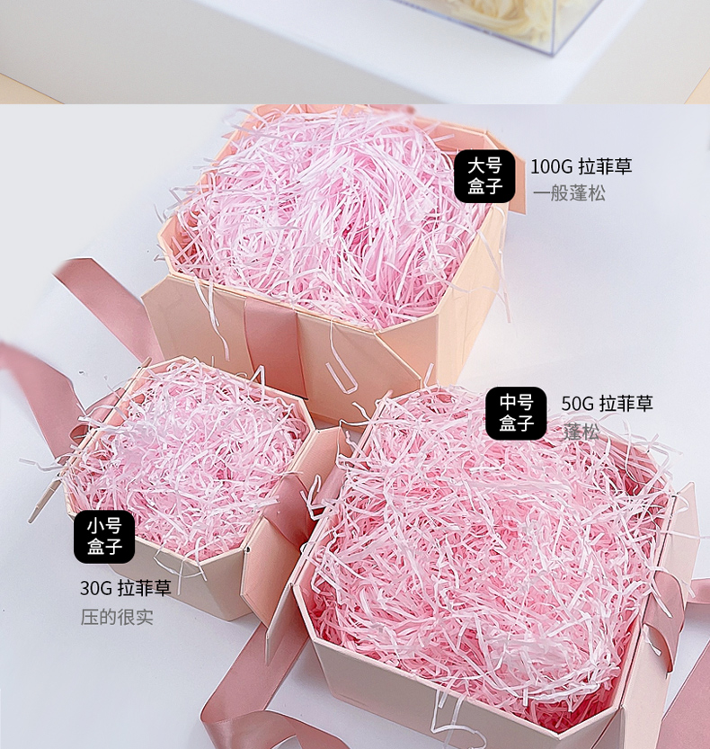 古硕拉菲草礼物盒填充物碎纸丝条屑絮编织线喜糖礼品盒装饰材料伴手礼