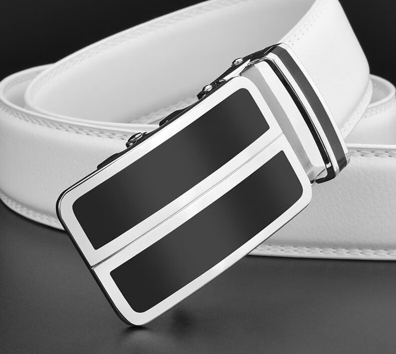 卡帝乐鳄鱼高档轻奢新款夏季白色皮带男士潮流高尔夫腰带男真皮自动扣