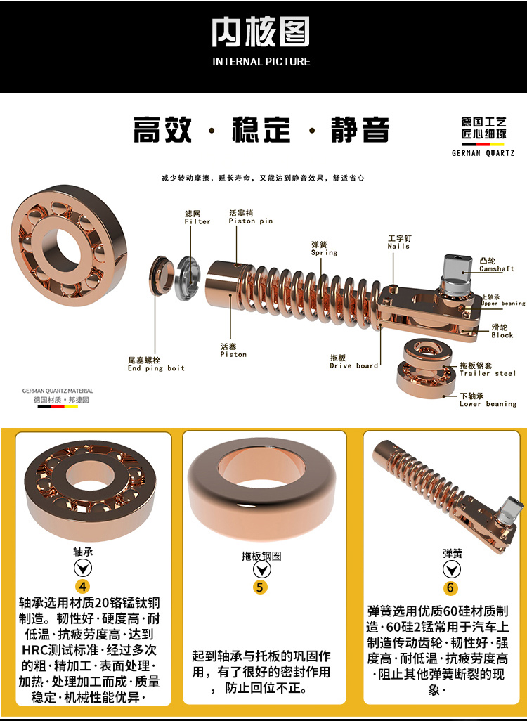 德国邦捷固重型地弹簧222缓冲液压玻璃地弹璜80150kg磨砂哑光黑