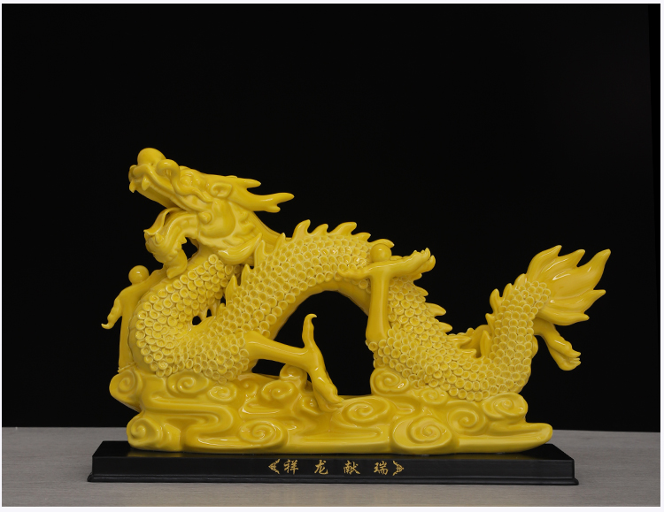 可狄(kedi) 可狄红色陶瓷龙摆件十二生肖中国红色白瓷工艺品桌面摆设