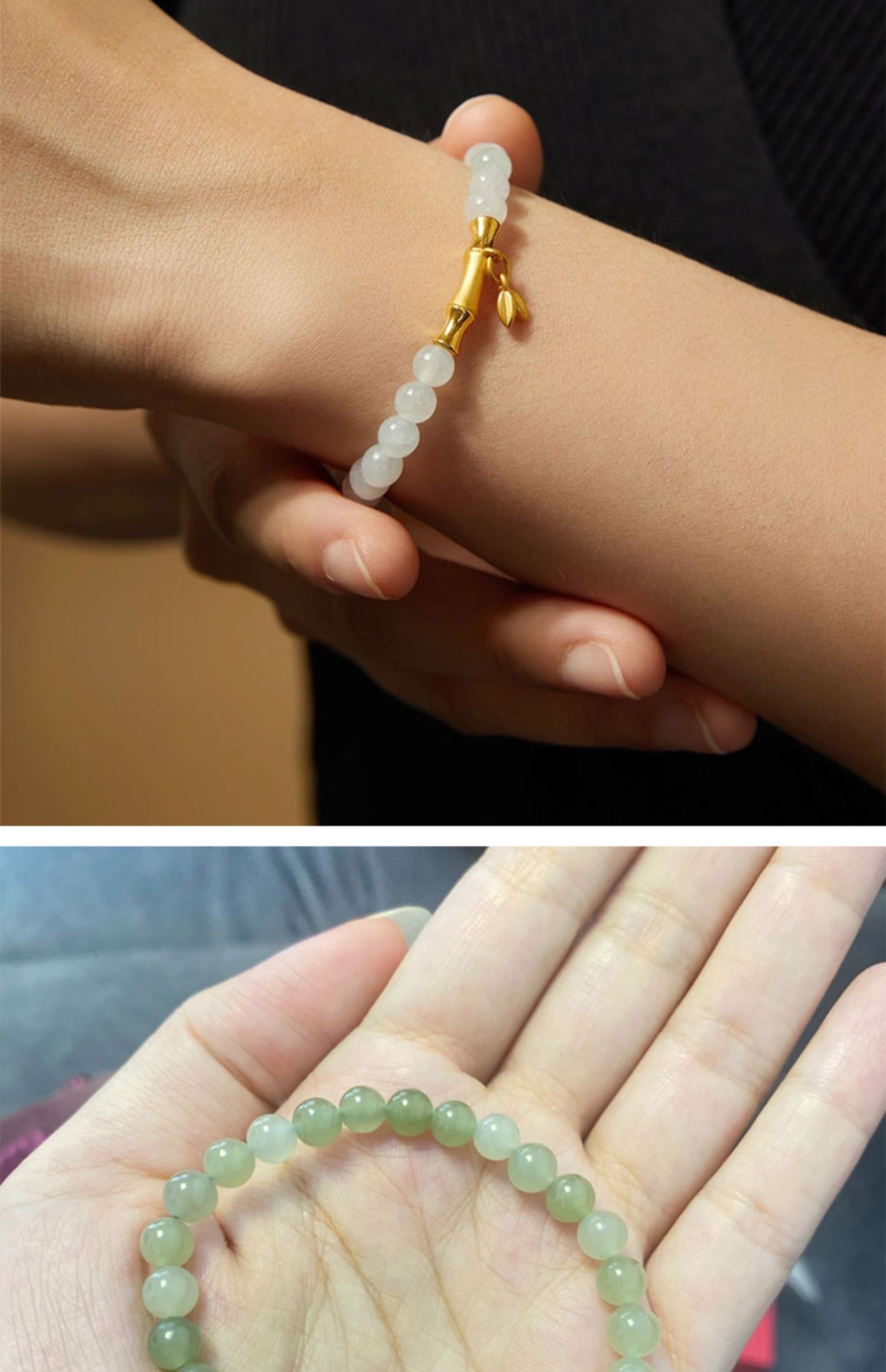 老凤凰款式黄金竹节和田玉手链女999足金节节高升手串金首饰520礼物送