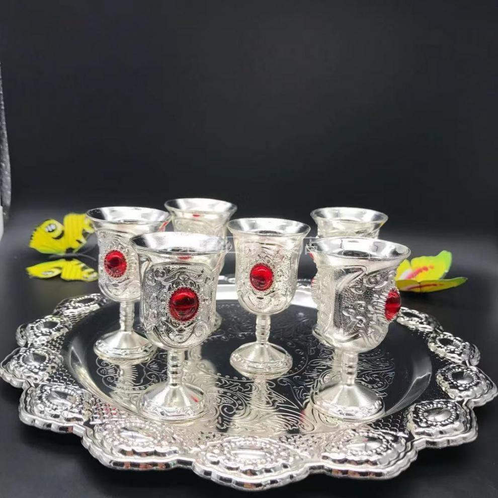 红酒套装杯具组合装酒壶酒杯套装纯银白酒酒杯复古手工欧式红酒酒具