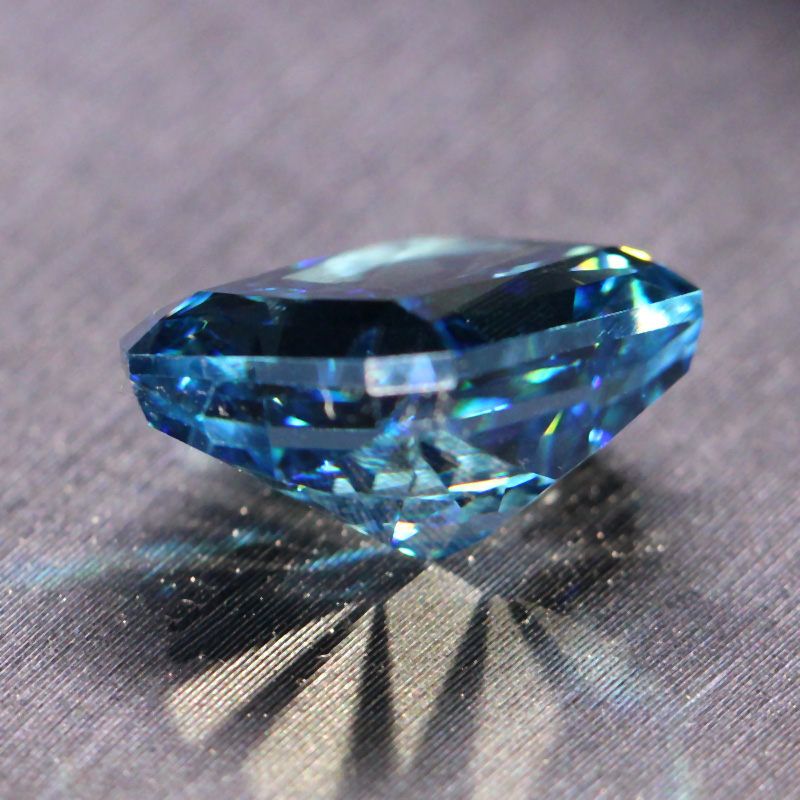 长方形雷迪恩冰花切工深蓝钻裸石高碳钻蓝光戒面戒指项链定制镶嵌长方