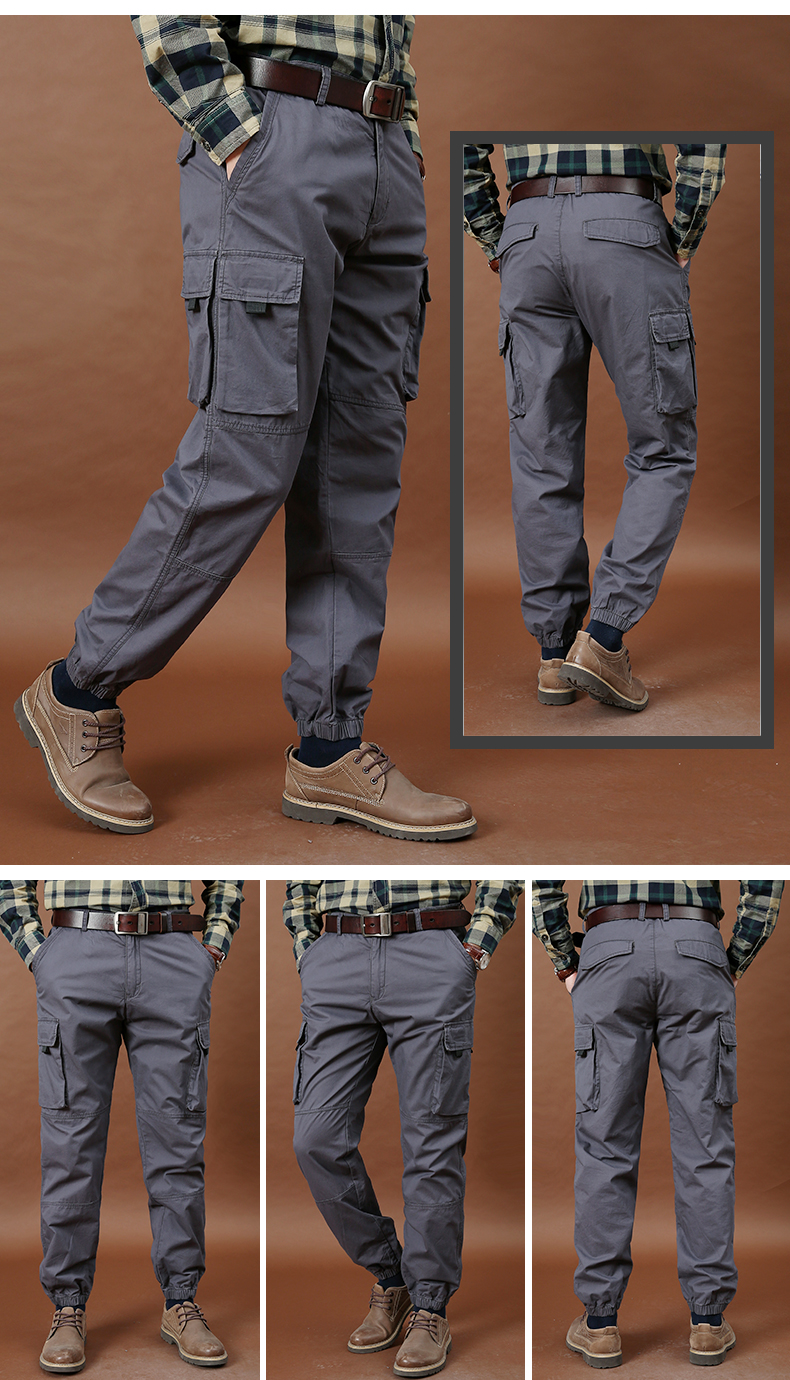 jeep吉普特价裤子男夏季薄款束脚宽松工装裤男士多口袋水洗纯棉休闲裤