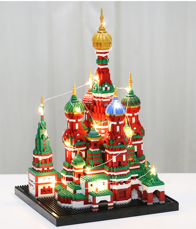儿童玩具兼容乐高微型小颗粒积木高难度建筑泰姬陵城堡瓦西里教堂立体