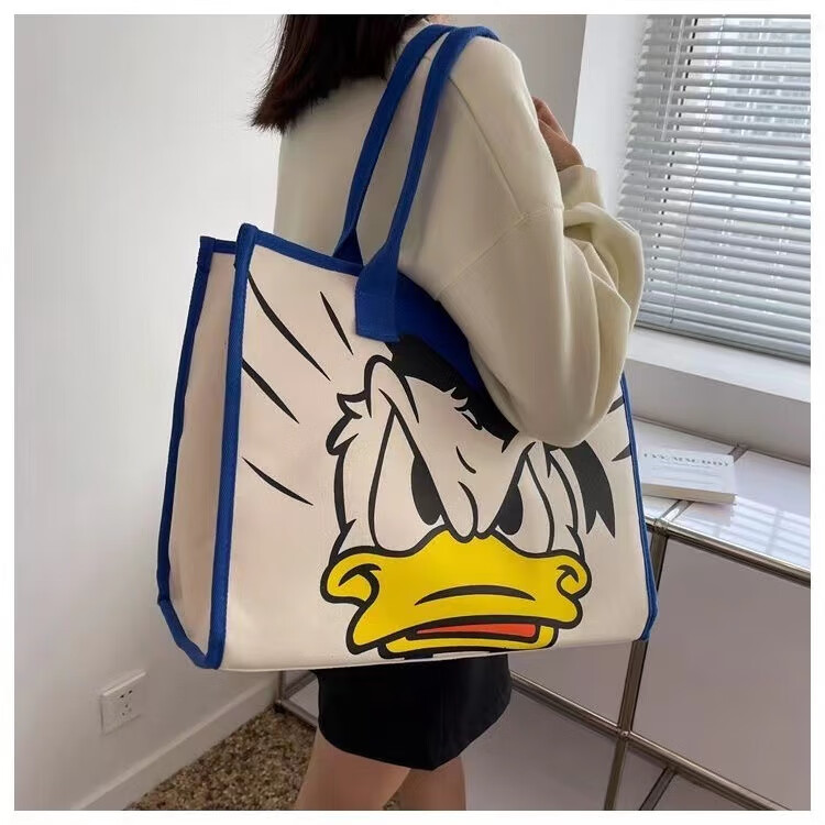 迪士尼可爱米老鼠帆布大容量包包女手提单肩包唐老鸭购物袋托特包 米