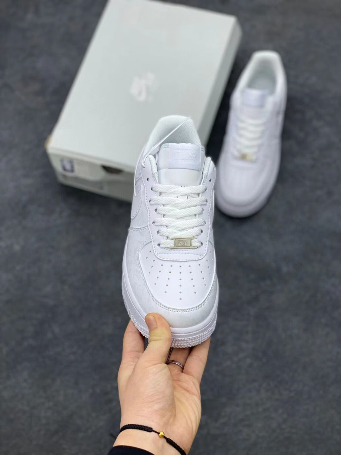 纯原空军一号af1青花瓷缝线气垫低帮男女板鞋情侣运动鞋小白鞋 中帮