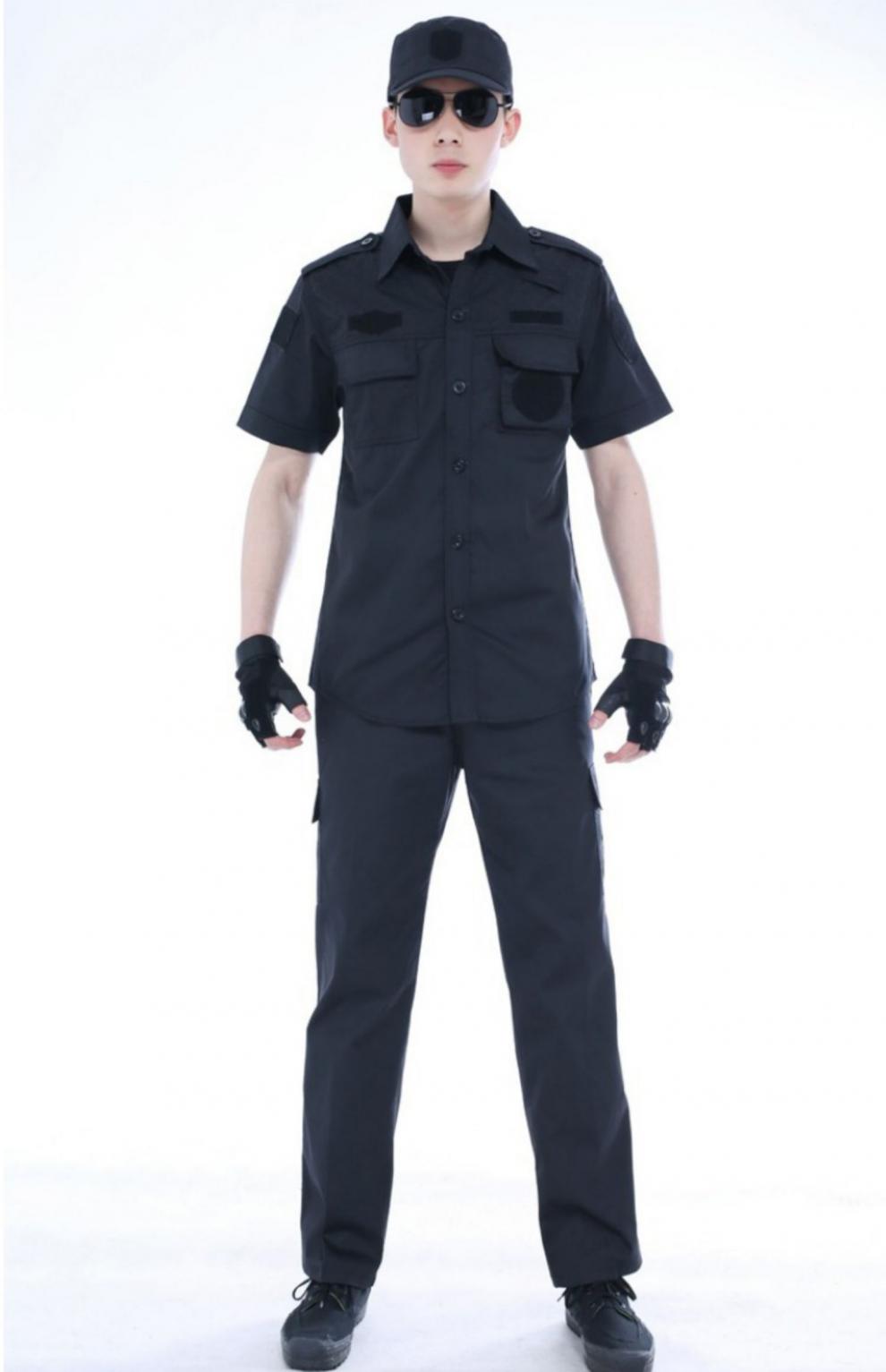 地铁安检制服工作服透气薄款小区物业短袖夏季套装学校门卫站安保