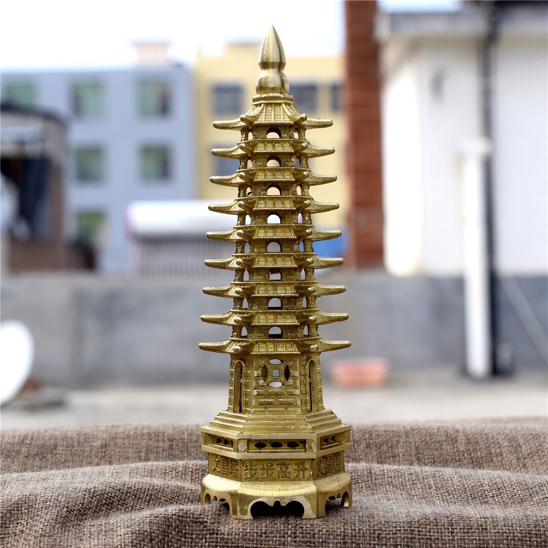 文昌塔摆件步步高升文昌星塔托塔天王宝塔摆件 红铜色文昌塔九层18cm
