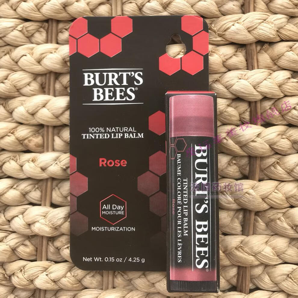 七夕礼物美国burtsbees小蜜蜂天然淡彩润唇膏滋润孕妇玫瑰红rose