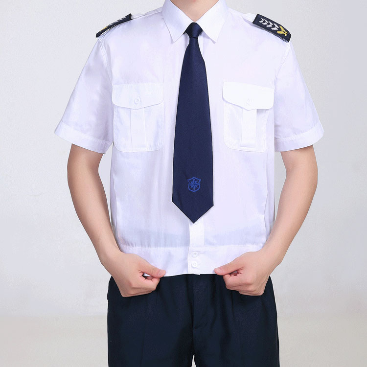 警辅服装款白色经典短袖上衣衬衣男式保安通用夏季制服上衣透气耐磨