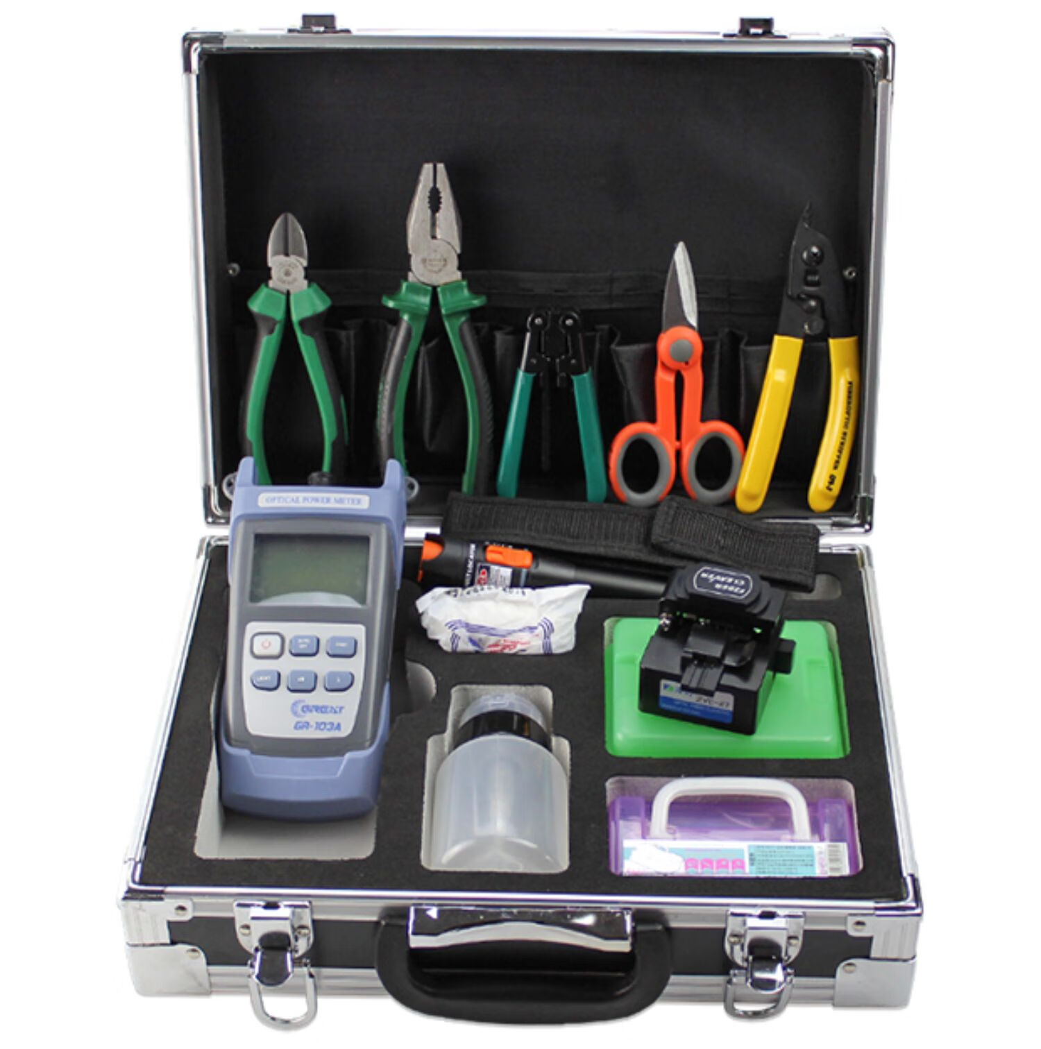 工具包宽带安装接光纤冷接头工具箱ftth光工功率计切刀光纤切割刀红光