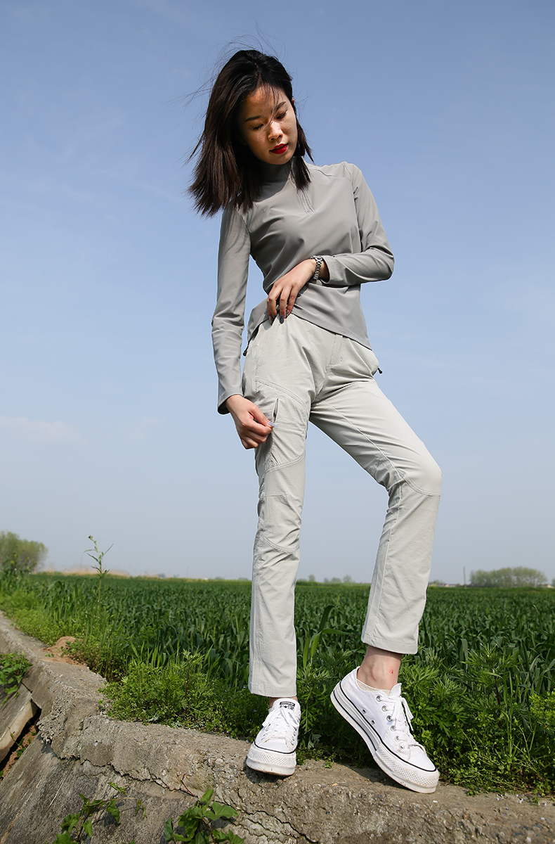 同款登山裤女速干户外裤装夏季薄款弹力登山徒步运动裤长裤直筒工装裤