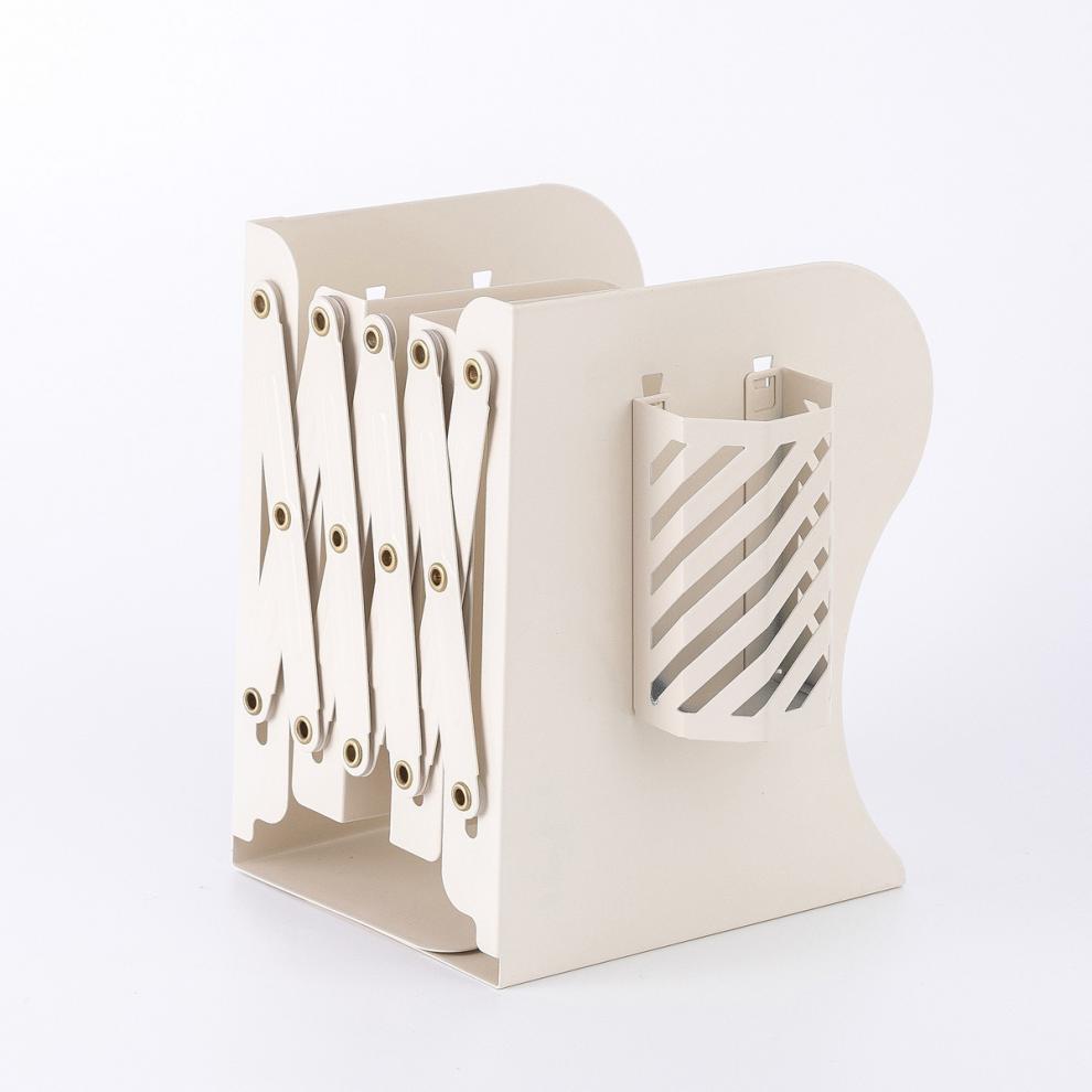 可伸缩简易桌上金属书立架带笔筒学生书桌书本收纳无印风黑色l型书立2