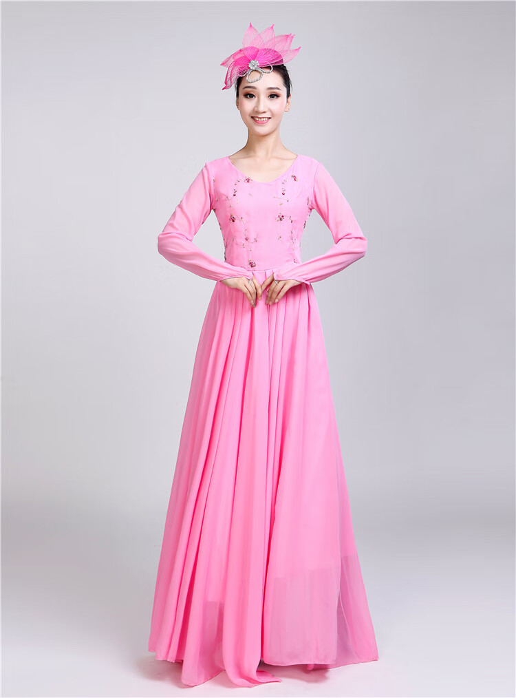开场舞大摆裙扇子舞民族舞演出服古装广袖舞台表演服古筝服古典舞2020