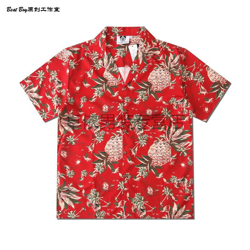 deyikahao高端轻奢品牌 bkpp欧儿同款红扶桑花衬衫男女他泰国aloha