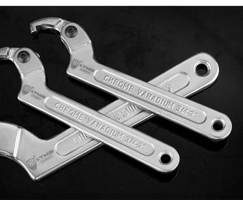 托马斯活动勾型扳手月牙扳手多功能可调节勾型活络扳手水表盖拧圆螺母